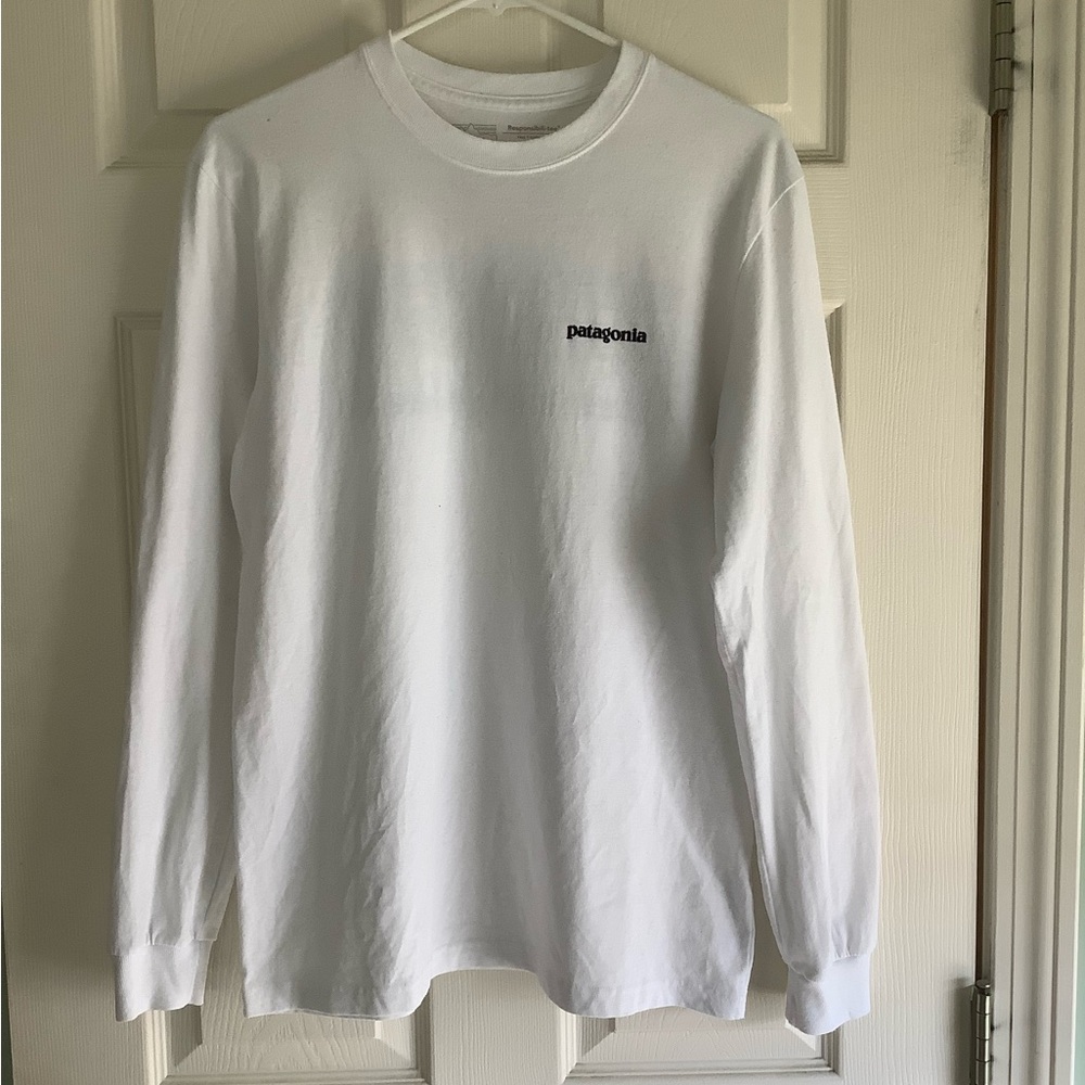 Patagonia White Long Sleeve Logo Tee